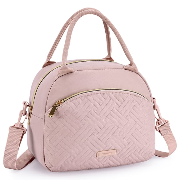 TOURIT Lunch Bag for Women, Reusable Insulated Tote Lunch Box, Cute Cooler & Thermal Lunch Bag Suitable for Work, School, Picnic, Beach, Pink Striped