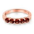 thumbnail image 3 of Gem Stone King 18K Rose Gold Plated Silver Red Garnet Wedding-Bands Ring for Women | 1.00 Cttw | Round 3.5MM | Gemstone January Birthstone | Size 7, 3 of 6