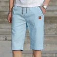 thumbnail image 5 of Pantalones cortos deportivos de verano para hombre, pantalones cortos casuales de algodón y lino, pantalones cortos de playa, bermudas masculinas, pantalones de marca clásicos casuales, 5 of 5