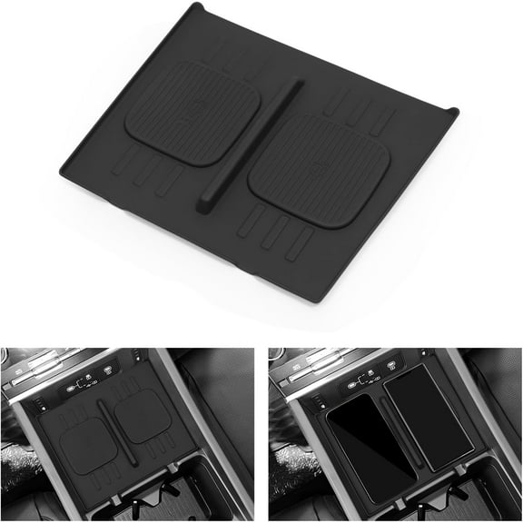 Wireless Charger Mat for 2024 2025 Hyundai Santa Fe Not for Tucson Car Center Console Auto Interior Anti-Slip Protector Pad Silicone for Hyundai Accessories Black
