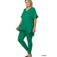 thumbnail image 2 of Zenana Women's V-Neck Short Sleeve & Leggings Comfy Loungewear Activewear Set, 2 of 4