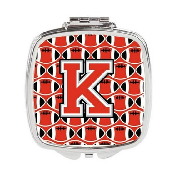 Carolines Treasures  Letter K Football Scarlet & Grey Compact Mirror - Scarlet & Grey - 3in. H x 0.3in. W x 2.75in. L