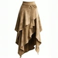 thumbnail image 5 of High Waisted Western Cowgirl Skirt, Asymmetrical Fringed Midi Skirt for Women, Vintage Boho Flowy Asymmetric Hem with Tassel Tie in Khaki & Brown, 5 of 6