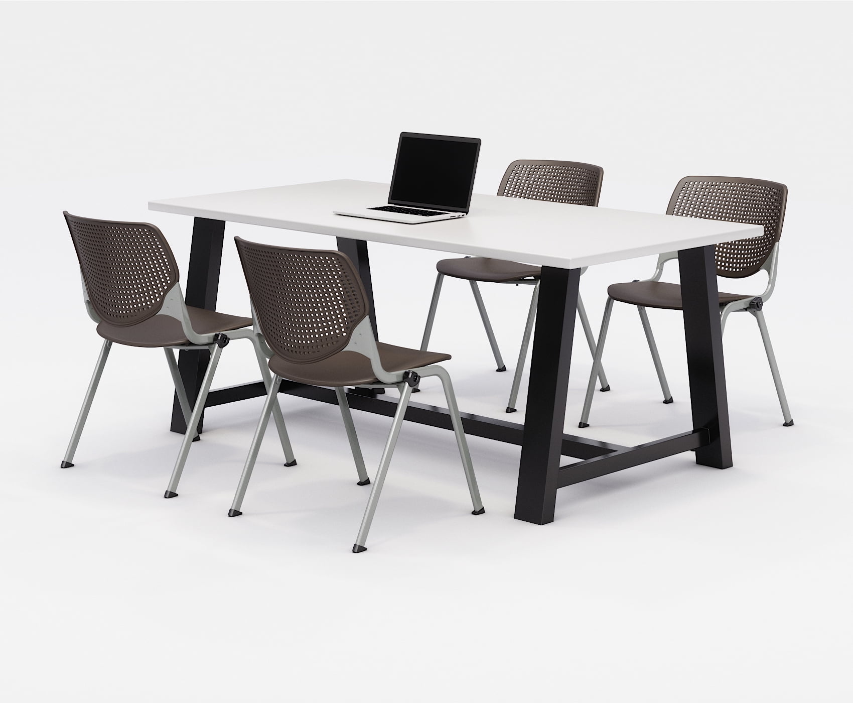 Kfi Midtown Office Table Set Designer White Top 4 Lime Green Kool Chairs