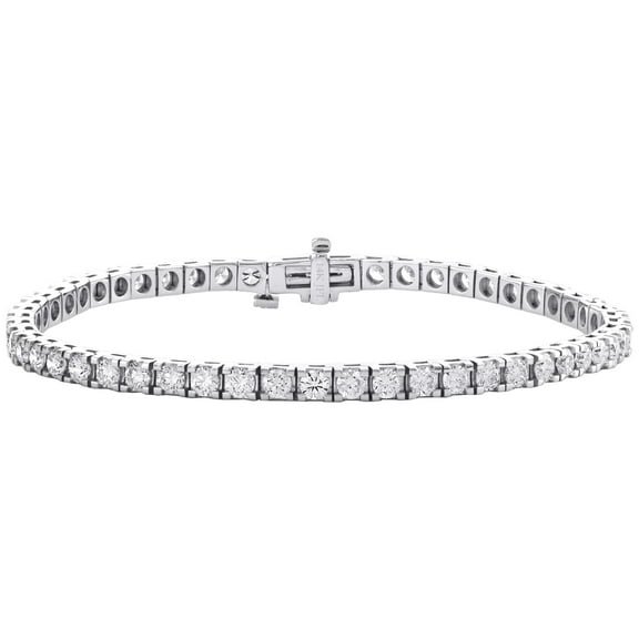 14K White Gold Round Diamond 3.50mm Prong Set Tennis Bracelet 7.50" | 5.15 CT.