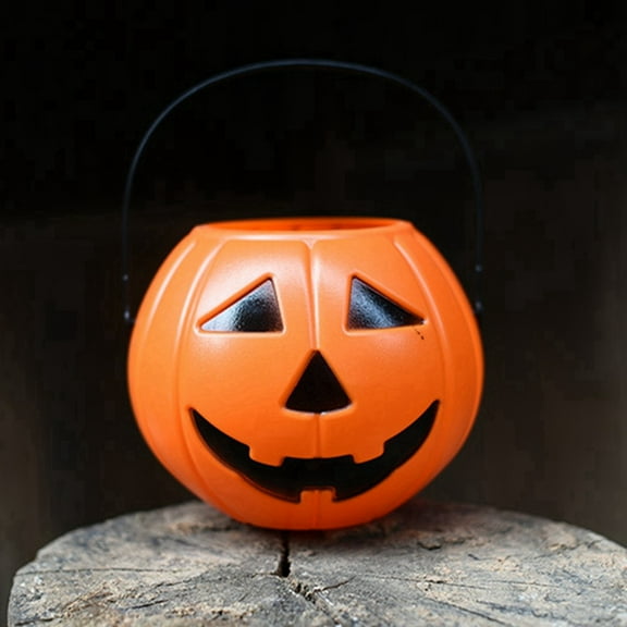 Halloween Pumpkin Jack O' Lantern Candy Bucket, Portable Halloween Pumpkin Buckets Trick Treat Candy Pails for Halloween Parties Decorations and Storage(Large size)