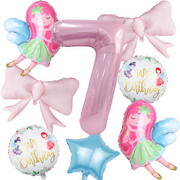 Little Fairy Digital Balloon Set withTwo elegant pink bow Suitable for Girls' Birthday Parties Decoration.