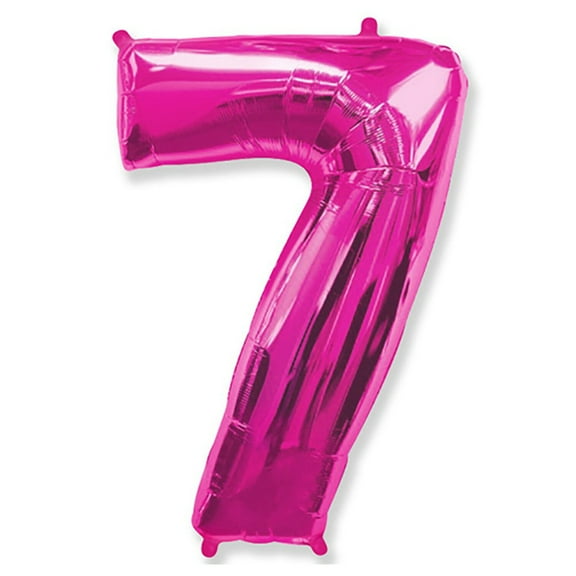 42 inch Number 7 - Fuchsia Foil Mylar Balloon - Party Supplies Decorations
