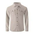 thumbnail image 6 of OGLCCG Men's Waffle Shirt Jacket Long Sleeve Lightweight Button-Up Jacket with Flap Pockets Solid Color Casual Shacket Jacket, 6 of 7