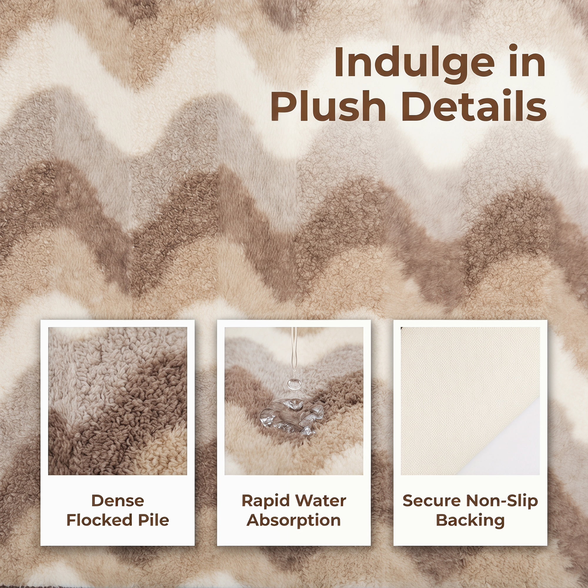 Unique Bargains Absorbent Non-Slip Machine Washable Geometric Bath Mat Brown 24" x 16"