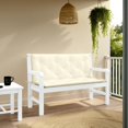 thumbnail image 6 of Claire 2pc Outdoor Cushion for Bench, Tufted White Oxford Fabric, 6 of 6