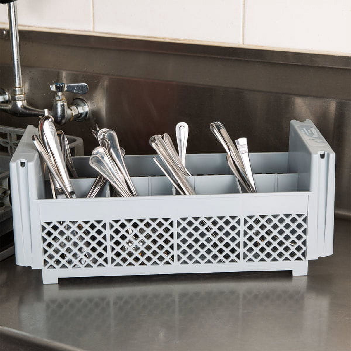 Cambro 8FBNH434151 8 Compartment Flatware Basket - Camrack Gray (67122)