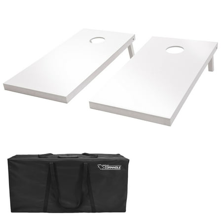 GoSports Regulation Size Wooden Cornhole Set with White Finish - Includes Carrying Case