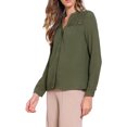 thumbnail image 4 of CAMISAS DE ENCAJE INSPIRE CHIC para Mujeres, Blusas Casual de Manga Larga con Cierre de Botones, Tendencia S Verde Ejército, 4 of 6
