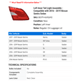 thumbnail image 2 of Left Inner Tail Light Assembly - Compatible with 2016 - 2019 Nissan Sentra Sedan 2017 2018, 2 of 2