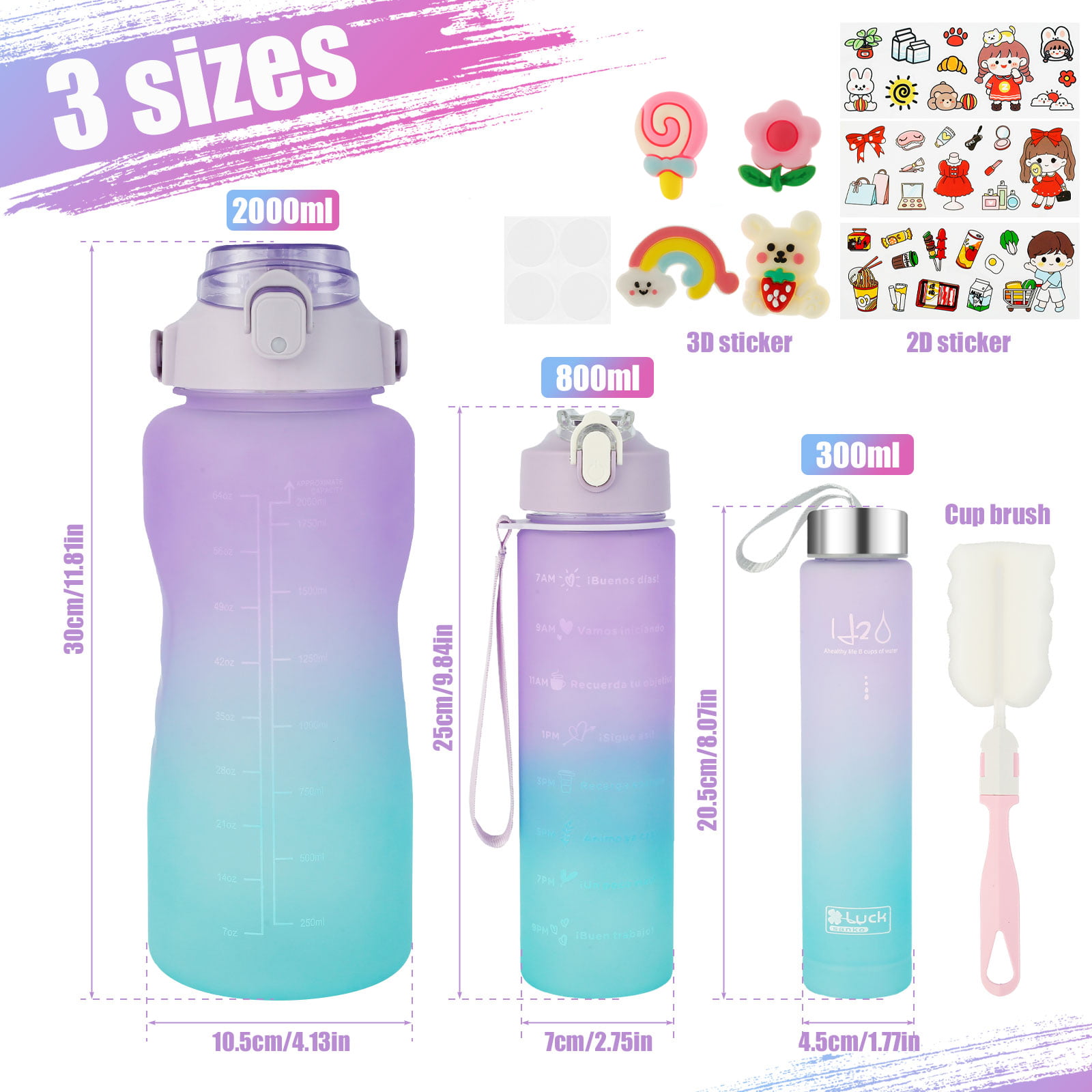 1pc Plastic Water Bottle, Modern Gradient Color Portable Water Bottle For  Home