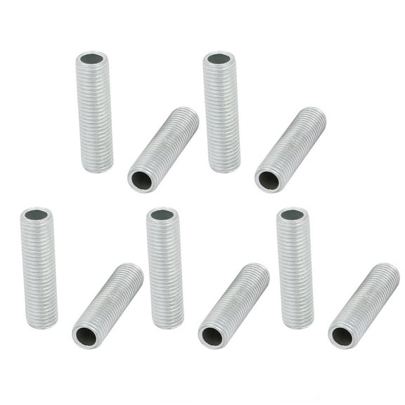 Unique Bargains 10Pcs M8 Full Threaded Lamp Nipple Pass-Through Pipe Connector 30mm Length