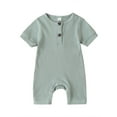 thumbnail image 6 of Musuos Newborn Baby Short Sleeve Romper 3 6 9 12 18M Knit Ribbed Solid Color Cotton O-Neck Button Jumpsuits, 6 of 9