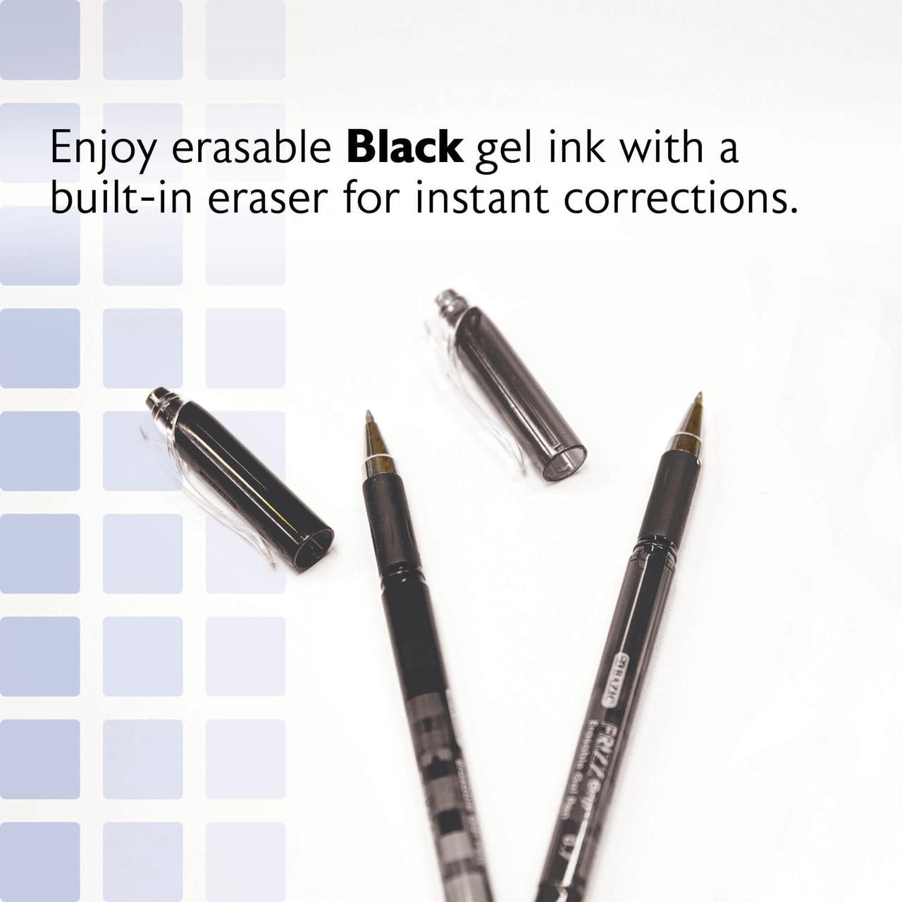 BAZIC Frizz Erasable Gel Pens, 0.7mm Medium Point, Black Ink, Comfort Grip, 24-Pack