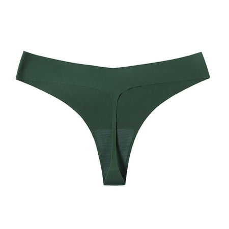 

AIMAOMI Hot Girls Low Waist Panty Underwear Bikini Seamless Thongs Underwear Solid Nylon Ice Silk H