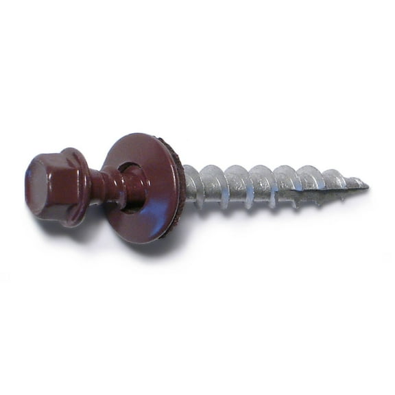 #10 x 1-1/2" Brown Painted Steel Hex Washer Head Pole Barn Self-Drilling Screws