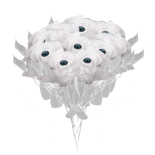 RKSTN Décorations d'Halloween 10 Fausses Roses avec Globes de Vue Fleurs d'Halloween Fausses Roses Gothiques pour Fête d'Halloween Décorations Maison Décorations d'Halloween