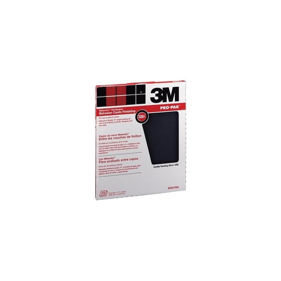 3M Wetordry Sandpaper - Waterproof Silicon Carbide, 320 Grit - Pack of 25, 9" x 11"
