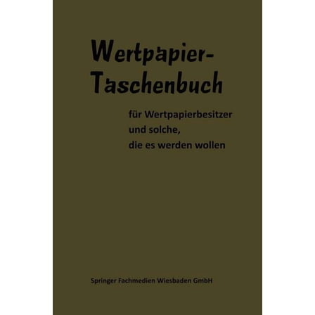 Wertpapier Taschenbuch, (Paperback)