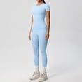 thumbnail image 2 of Telankuip 2 Piece Workout Sets for Women Solid Color Slim Fitted Breathable Athletic T-Shirt and High Waist Leggings Stretchy Comfy Seamless Yoga Running Gym Outfits 2026 Sky Blue L, 2 of 5