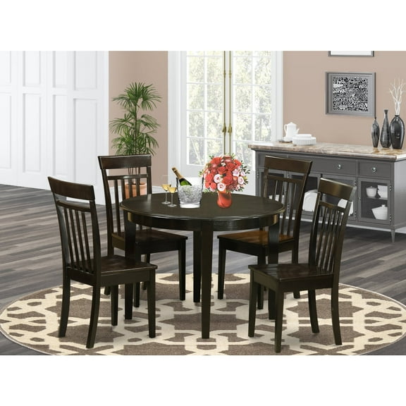 East West Furniture Boston 5-piece Kitchen Table and Chair Set in Cappuccino