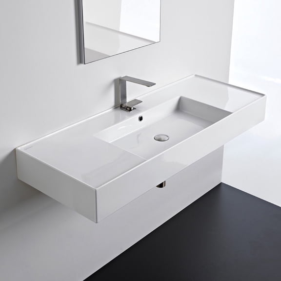 Scarabeo by Nameeks Ceramic 48'' Wall Mounted Bathroom Sink with Overflow
