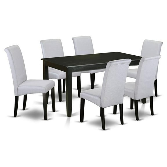 Pemberly Row 7-piece Wood Dining Set in Black/Grayish Blue