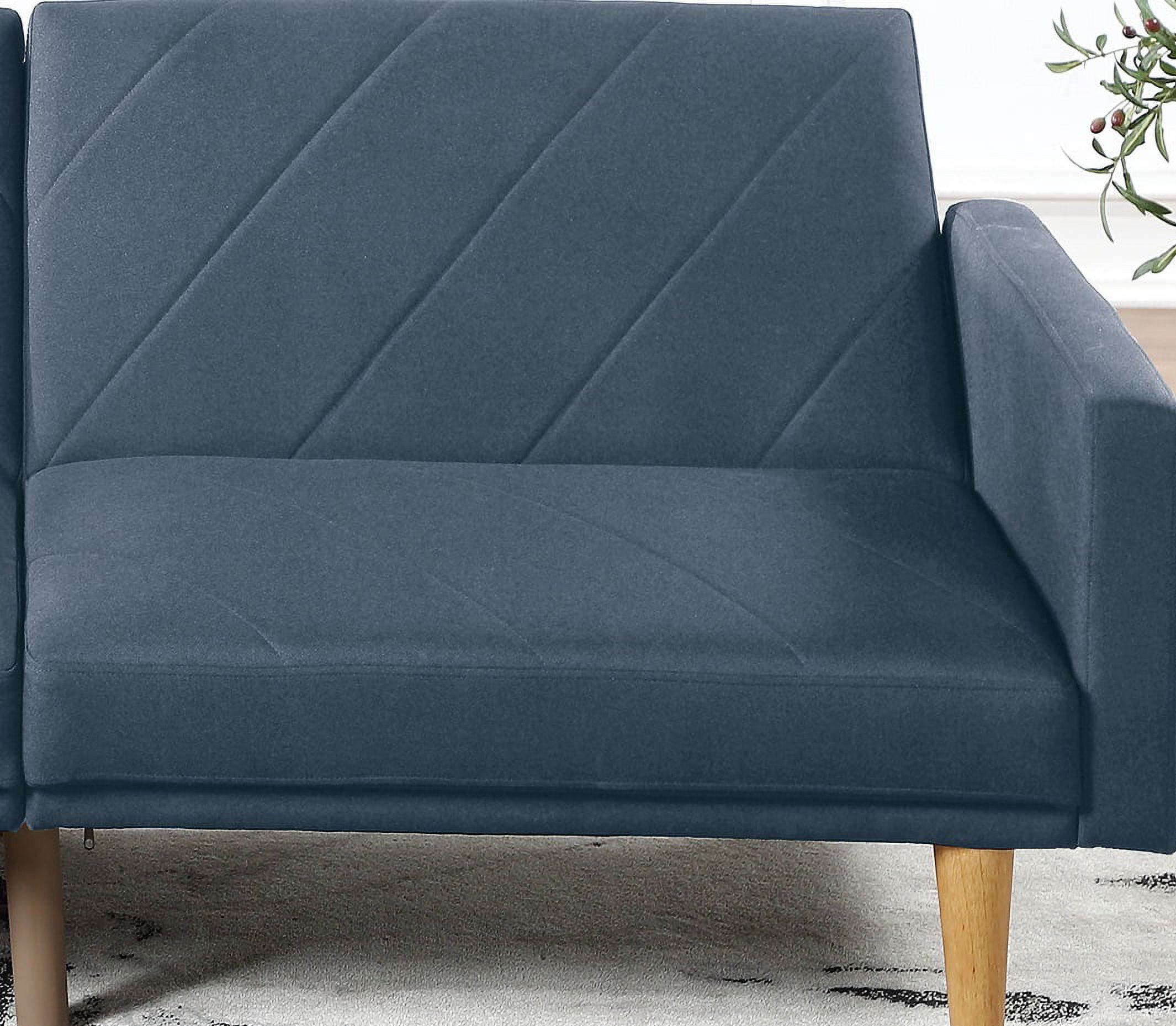 Modern Electric 1pc Convertible Sofa Couch Navy Color Linen