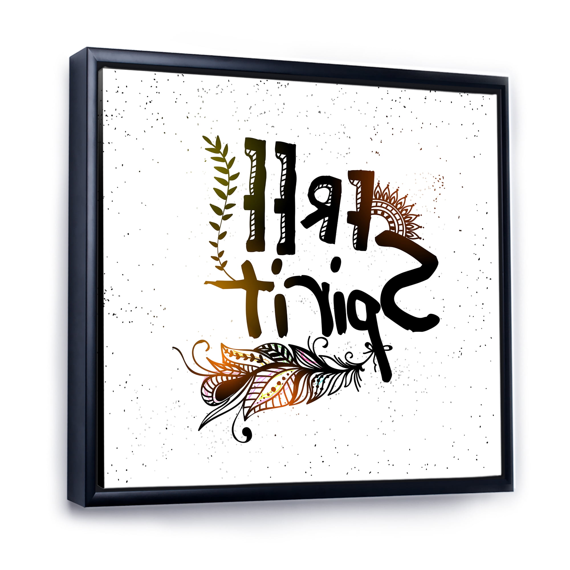 Designart 'Free Spirit Ethnic Feather' Bohemian & Eclectic Framed Canvas Wall Art Print
