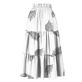 thumbnail image 7 of Women's Floral Print Maxi Skirt, High Waist Drawstring Tiered Flowy Skirt, Lightweight Boho Skirt for Beach, Music Festival and Summer,White,M, 7 of 7