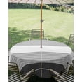 thumbnail image 3 of Outdoor Tablecloth with Umbrella Hole Zipper Black Grey Stripe Round Tablecloth 60" Waterproof Outside Table Cloth Modern Art Horizontal Striped Patio Table Cover Tablecloths for Picnic Party, 3 of 6
