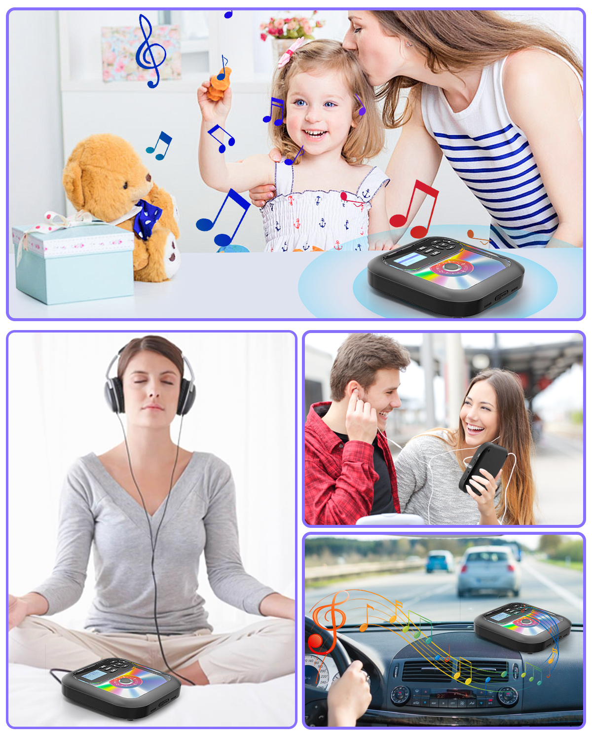 ARAFUNA Portable CD Player Bluetooth with Speakers and Rechargeable, Bluetooth CD Player Portable with Headphones Support FM & AUX Connection