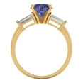 thumbnail image 4 of 2 ct Round Cut Simulated Tanzanite 3 Stone 18K Yellow Gold Womens Engagement Ring, 4 of 5