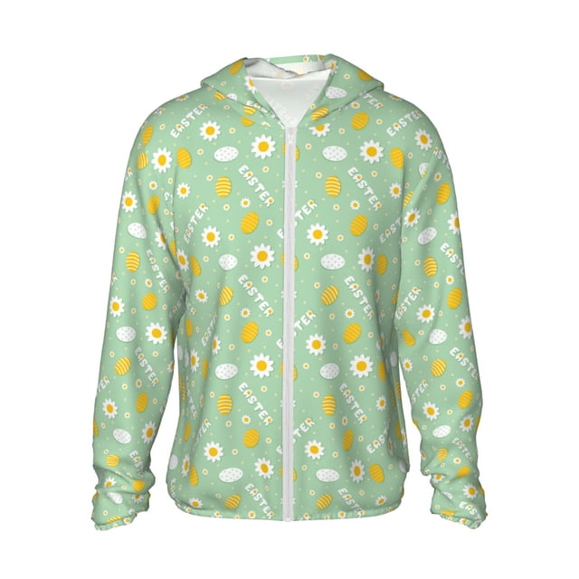 Balery Easter with eggs and flowers Sudadera ligera de manga larga con capucha y protección solar UPF 50+ para hombre y mujer, ideal para pesca y running-Medium