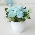 thumbnail image 3 of Ludlz Artificial Flowers in Vase Decor Silk Rose Flower Arrangements Fake Faux Flowers Bouquets In Ceramics Vase Table Centerpieces Holiday Dinning coffee Room Table Kitchen Decoration, 3 of 8