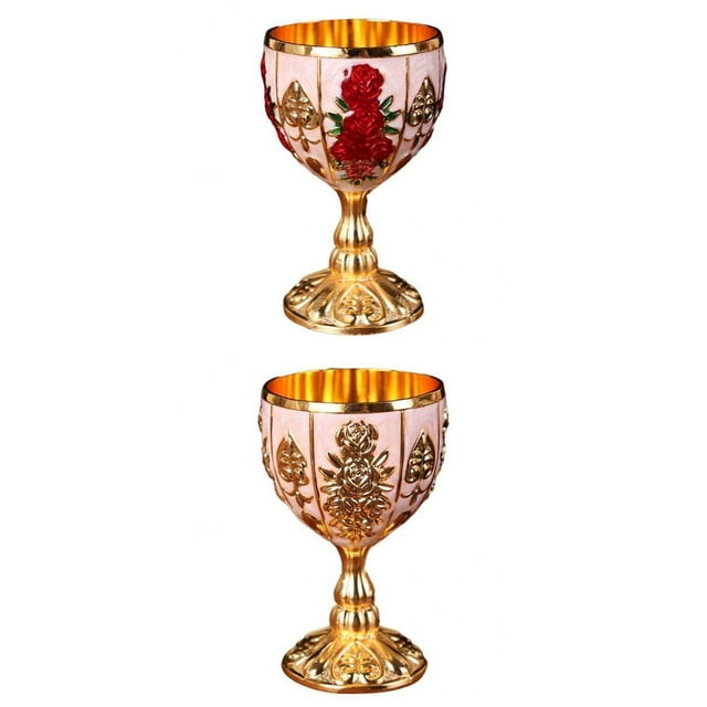 GUOOL 2Pcs Small Goblet Glasses Handmade Cup Household Wedding Drinkware
