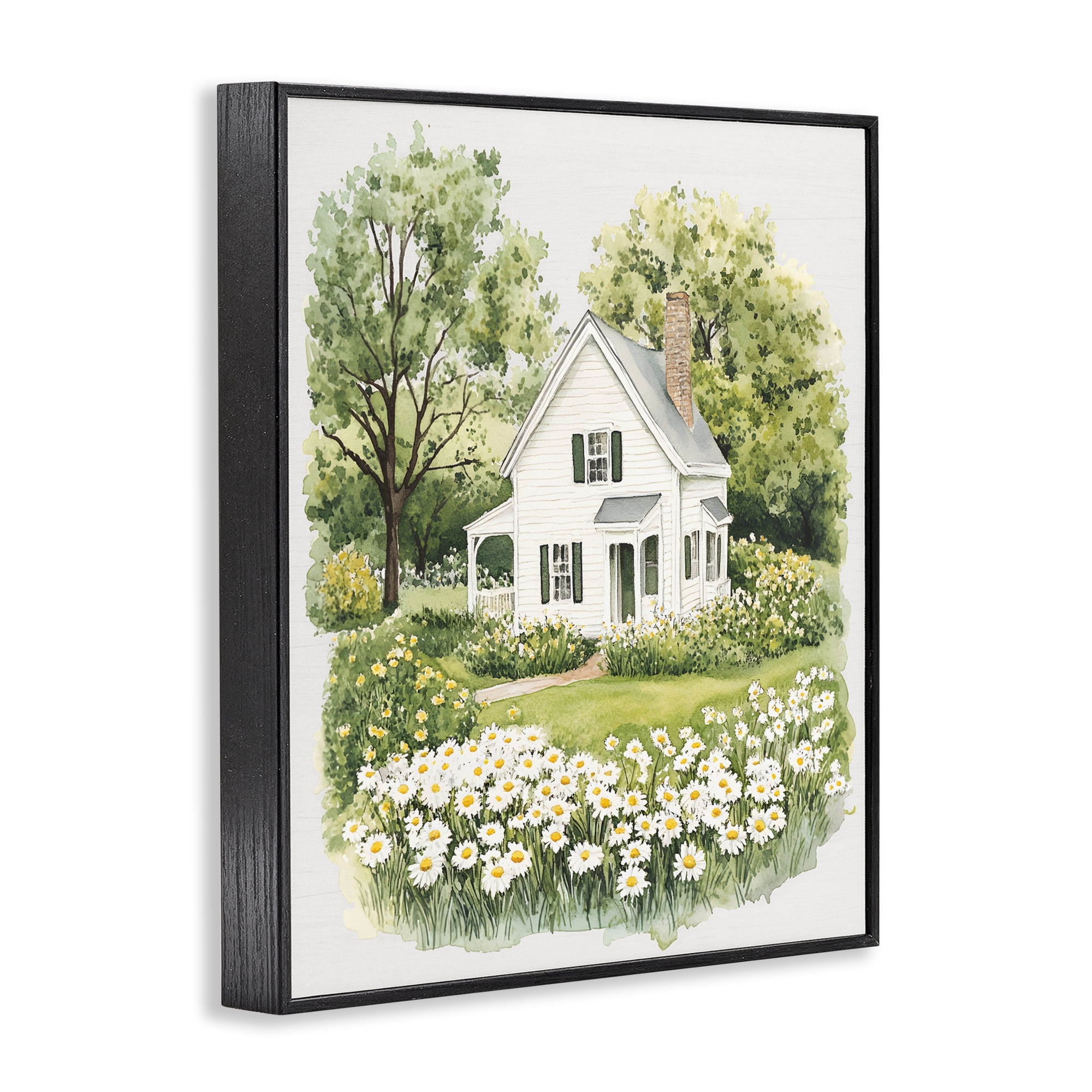 Quaint Countryside Cottage Garden Black Framed Giclee Art, design by Lettered and Lined
