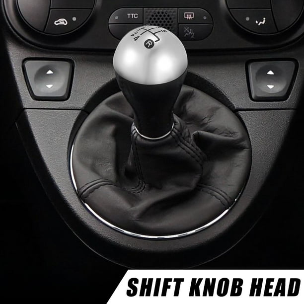 Unique Bargains Faux Leather Car Gear Stick Shift Knob Manual 5 Speed Gear Shift Handle Fit for Fiat 500 500C 2007 2018 Silver Tone Walmart