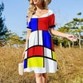 thumbnail image 2 of Red blue yellow and white Sleeveless Dress summer dress women's luxury party dress dresses for official occasions, 2 of 6