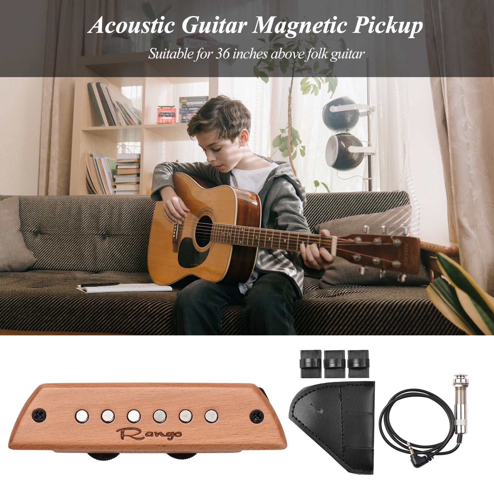Rango Magnetic Soundhole Pickup for Acoustic Guitar , No Battery or Drilling Required