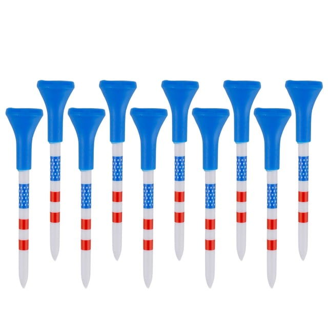 Visland Golf Tees Unbreakable Plastic Golf Tees Reduces Friction Side Spin Golf Accessories USA Flag Pattern Long Golf Tees Bulk