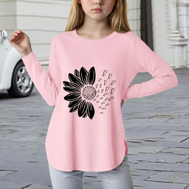 Dmsael Kids Long Sleeve Shirt Girls Long Sleeve Shirts Dry Fit