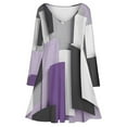 thumbnail image 3 of Modern Art Gray Purple Geometric Long Sleeve Dresses For Women Vintage Elegant Party Dress Oversized V-neck Dress S-8XL, 3 of 7