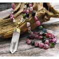 thumbnail image 3 of K-KED Natural Rough Quartz Pendant Tourmalines Chips Stone Beads Handmade Necklace-108 piece beads, 3 of 6