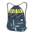 thumbnail image 3 of XMXT Waterproof Gym Bag, Retro Blue Boho Print Drawstring Backpack for Men, m Blue, 3 of 8